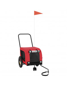 Rimorchio da Bici per Animali Rosso e Nero Oxford e Ferro 2