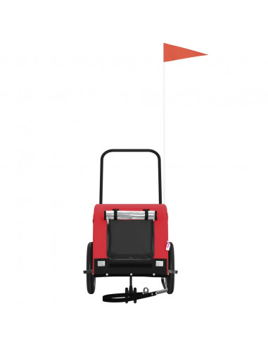 Rimorchio da Bici per Animali Rosso e Nero Oxford e Ferro