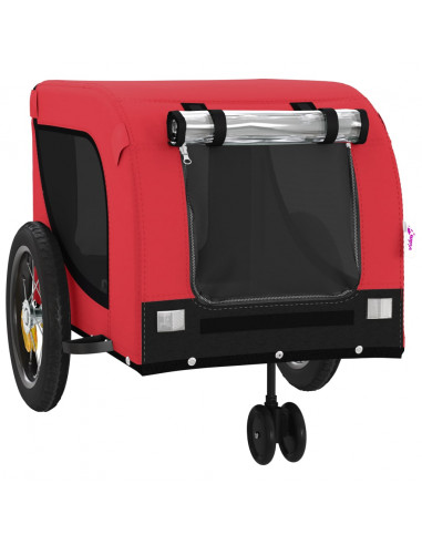 Rimorchio da Bici per Animali Rosso e Nero Oxford e Ferro