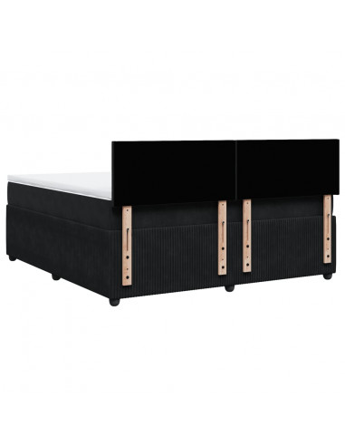 Giroletto a Molle con Materasso Nero 180x200 cm in Velluto