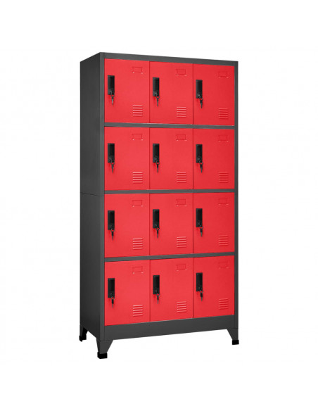 Armadietto con Serratura Antracite e Rosso 90x45x180cm Acciaio