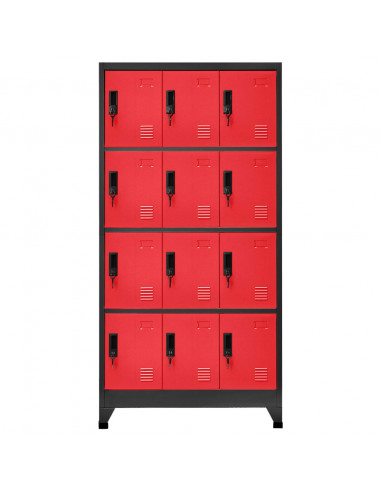 Armadietto con Serratura Antracite e Rosso 90x45x180cm Acciaio