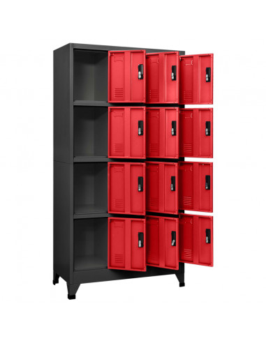 Armadietto con Serratura Antracite e Rosso 90x45x180cm Acciaio