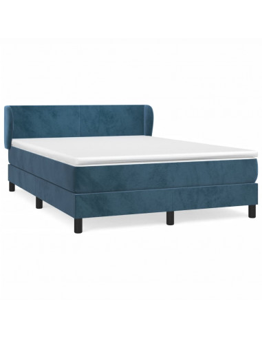 Giroletto a Molle con Materasso Blu Scuro 140x190 cm in Velluto