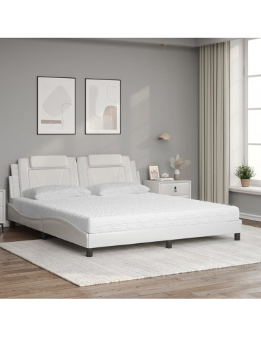 Letto con Materasso Bianco 180x200 cm in Similpelle
