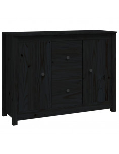 Credenza Nera 100x35x74 cm in Legno Massello di Pino 2