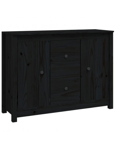 Credenza Nera 100x35x74 cm in Legno Massello di Pino