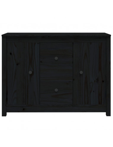 Credenza Nera 100x35x74 cm in Legno Massello di Pino