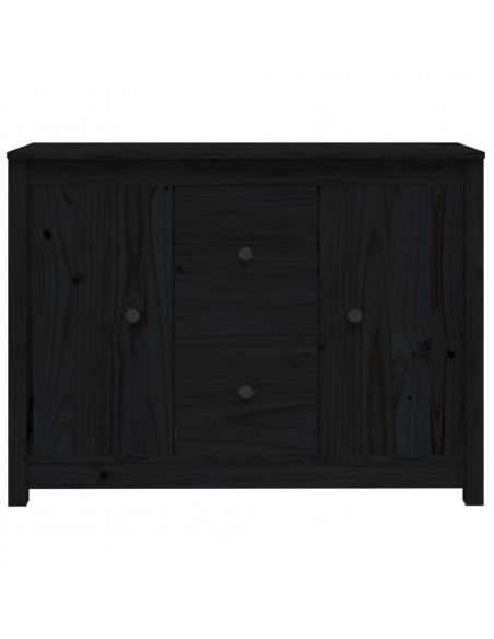 Credenza Nera 100x35x74 cm in Legno Massello di Pino