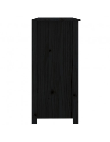 Credenza Nera 100x35x74 cm in Legno Massello di Pino