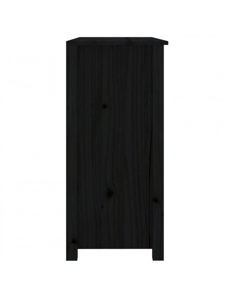 Credenza Nera 100x35x74 cm in Legno Massello di Pino