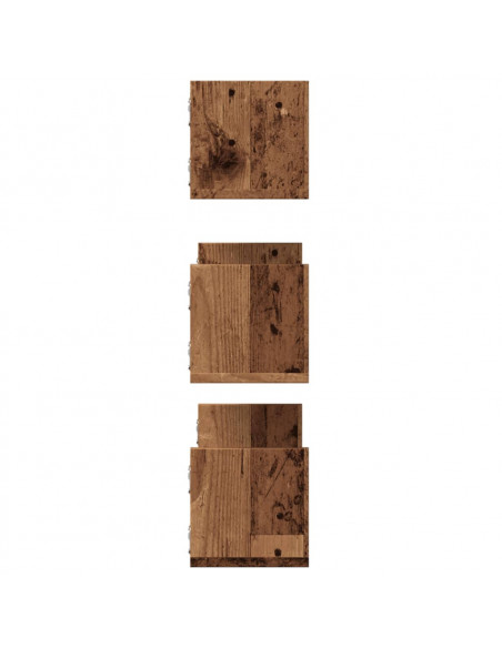 Mensole da Parete 3pz Legno Antico 58x18x18 cm in Truciolato