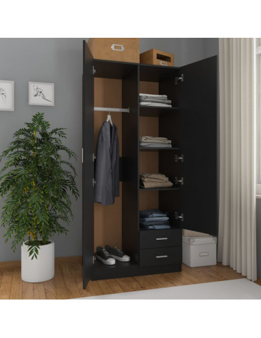 Armadio Nero 80x52x180 cm in Legno Multistrato