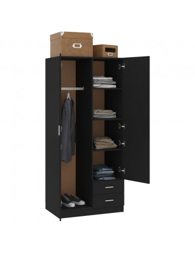 Armadio Nero 80x52x180 cm in Legno Multistrato