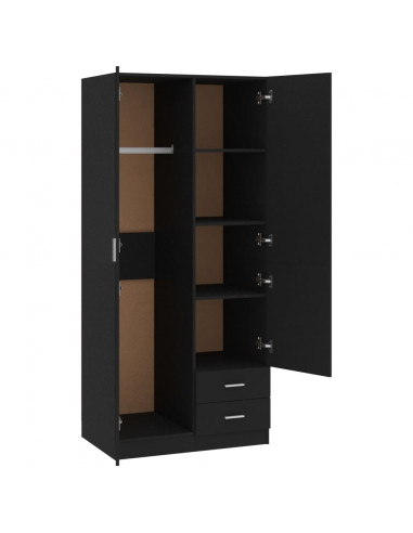 Armadio Nero 80x52x180 cm in Legno Multistrato