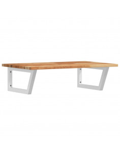 Ripiano a Parete per Lavabo in Acciaio e Massello di Acacia 2