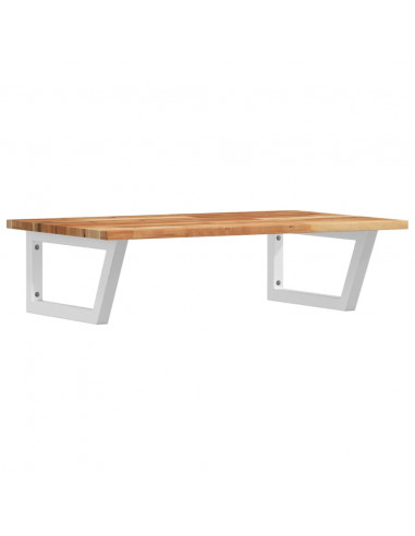 Ripiano a Parete per Lavabo in Acciaio e Massello di Acacia