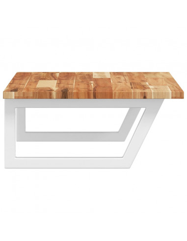 Ripiano a Parete per Lavabo in Acciaio e Massello di Acacia