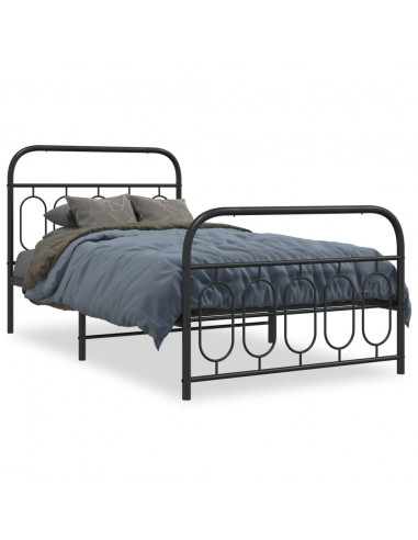 Giroletto con Testiera e Pediera Metallo Nero 107x203 cm