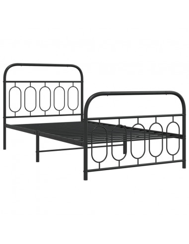 Giroletto con Testiera e Pediera Metallo Nero 107x203 cm