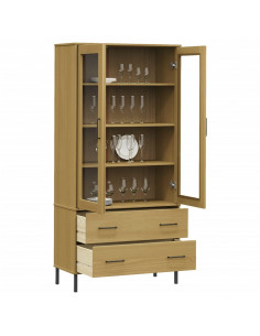 Libreria con Gambe Metallo Marrone 85x35x172,5 cm Massello OSLO 2