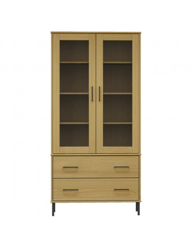Libreria con Gambe Metallo Marrone 85x35x172,5 cm Massello OSLO