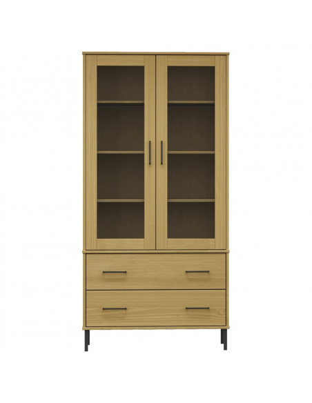 Libreria con Gambe Metallo Marrone 85x35x172,5 cm Massello OSLO