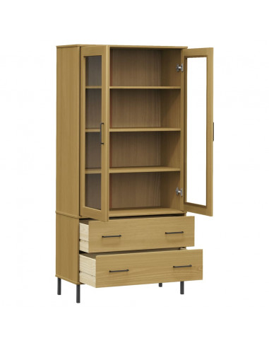 Libreria con Gambe Metallo Marrone 85x35x172,5 cm Massello OSLO