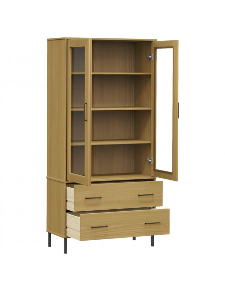 Libreria con Gambe Metallo Marrone 85x35x172,5 cm Massello OSLO