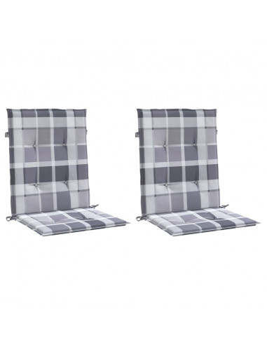 Cuscini per Sedia 2 pz a Quadri Grigi 100x50x3cm Tessuto Oxford