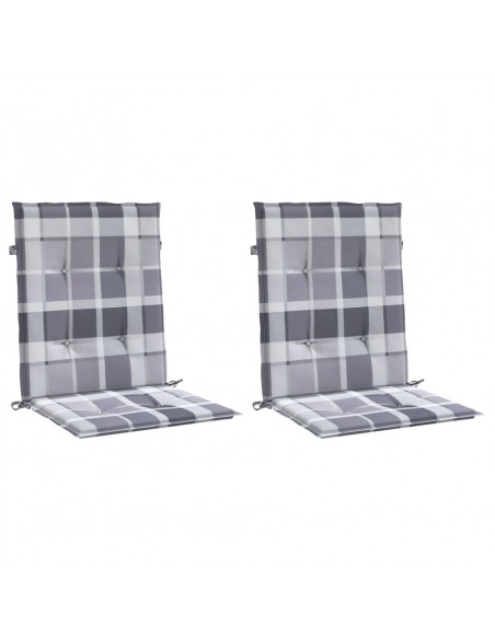 Cuscini per Sedia 2 pz a Quadri Grigi 100x50x3cm Tessuto Oxford