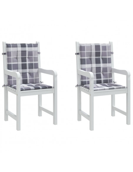 Cuscini per Sedia 2 pz a Quadri Grigi 100x50x3cm Tessuto Oxford