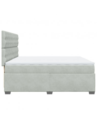 Giroletto a Molle con Materasso Grigio Chiaro 200x200cm Velluto