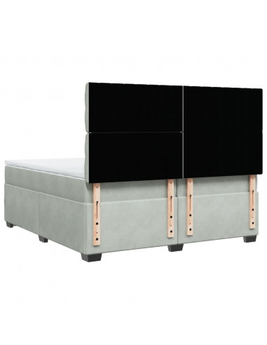 Giroletto a Molle con Materasso Grigio Chiaro 200x200cm Velluto