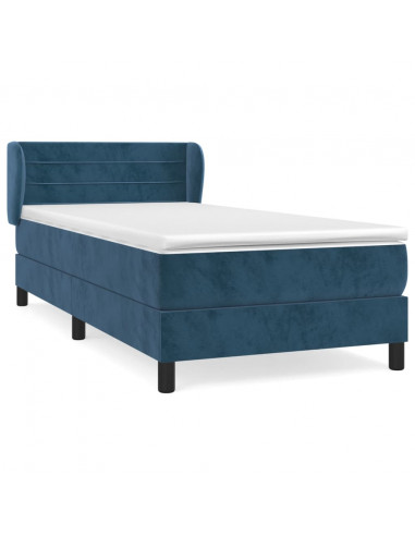 Giroletto a Molle con Materasso Blu Scuro 80x200 cm in Velluto