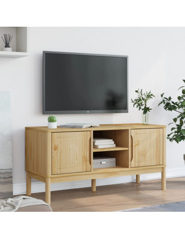 Mobile TV FLORO Marrone Cera 114x43x55 cm in Legno di Pino