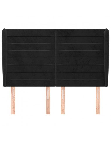 Testiera ad Orecchio Nera 147 x 23 x 118/128 cm in Velluto