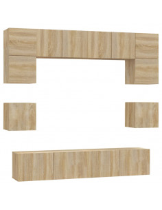 Set Mobili Porta TV 8pz Rovere Sonoma in Legno Multistrato 2