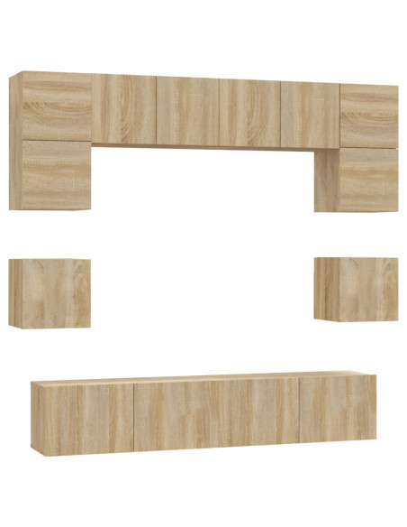 Set Mobili Porta TV 8pz Rovere Sonoma in Legno Multistrato