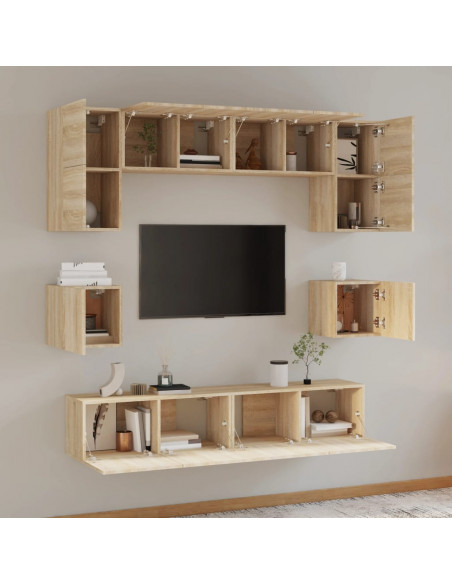 Set Mobili Porta TV 8pz Rovere Sonoma in Legno Multistrato