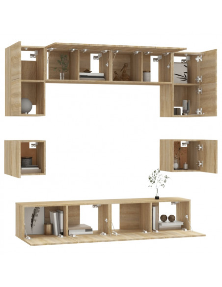 Set Mobili Porta TV 8pz Rovere Sonoma in Legno Multistrato