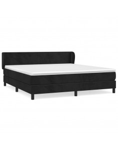 Giroletto a Molle con Materasso Nero 160x200 cm in Velluto 2