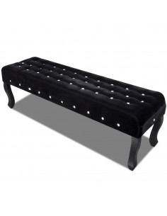Panchina in Velluto Nero con Bottoni di Cristallo 2