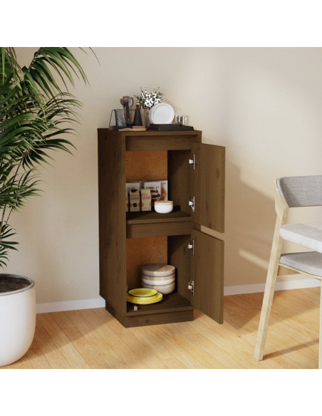 Credenza Marrone Miele 31,5x34x75 cm in Legno Massello di Pino