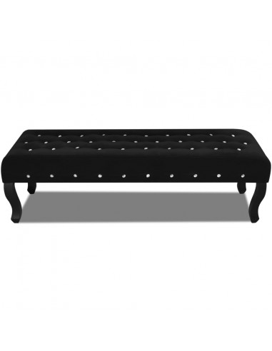 Panchina in Velluto Nero con Bottoni di Cristallo