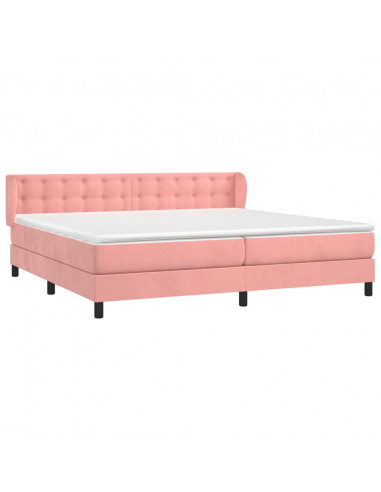 Giroletto a Molle con Materasso Rosa 200x200 cm in Velluto