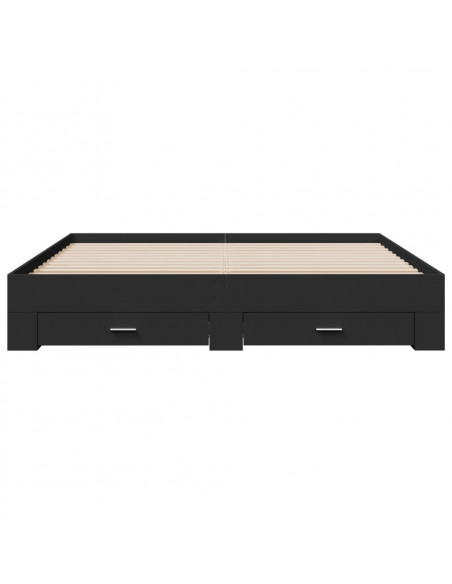 Giroletto con Cassetti Nero 200x200 cm in Legno Multistrato