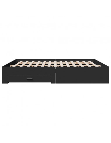 Giroletto con Cassetti Nero 200x200 cm in Legno Multistrato