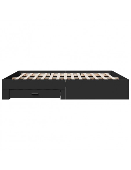Giroletto con Cassetti Nero 200x200 cm in Legno Multistrato