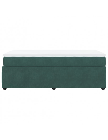 Giroletto a Molle con Materasso Verde Scuro 80x200 cm Velluto